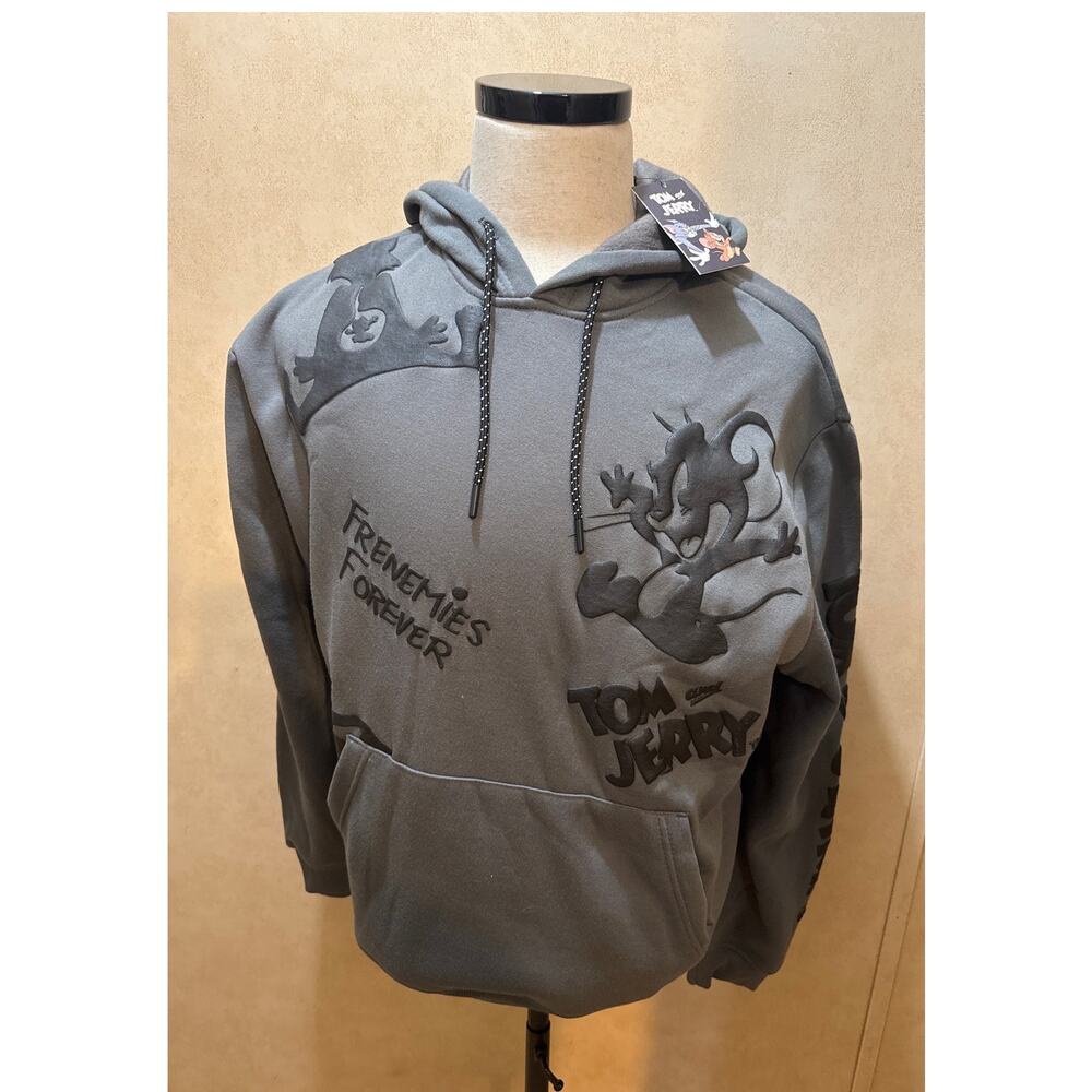 Tom & Jerry x Southpole Hoodie Size L | Puff Print | Asphalt Gray | NWT $60 MSRP